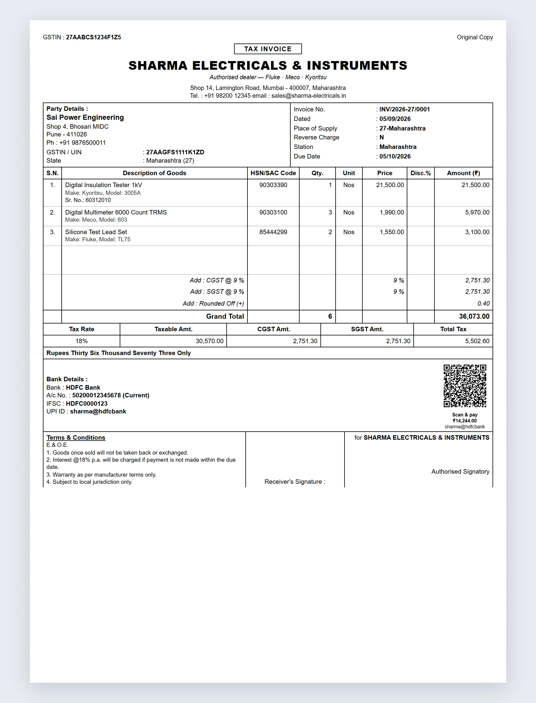 Busy-style GST invoice layout